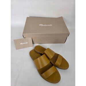 Madewell The Boardwalk Double-Strap Slide Sandal Size 6 Womens Tan Leather Golde